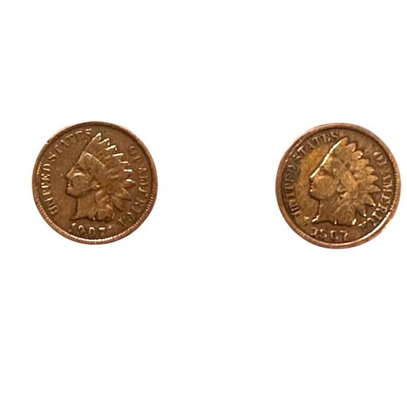 Indian Head Penny Cufflinks 1907 Chief Headdress - Picture 1 of 5